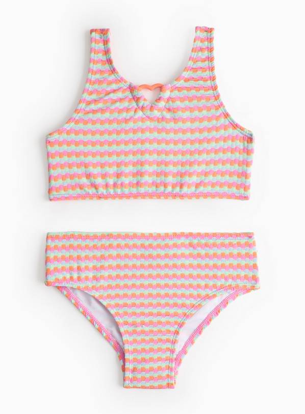 Textured Stripe Cropped Bikini Set 5 years